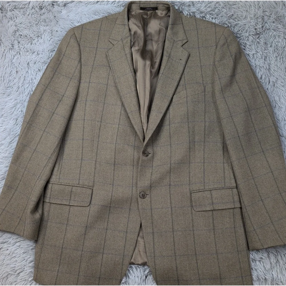 Vintage Joseph Abboud Jacket Mens 44 L Lambs Wool Sport Coat Pockets Button Up